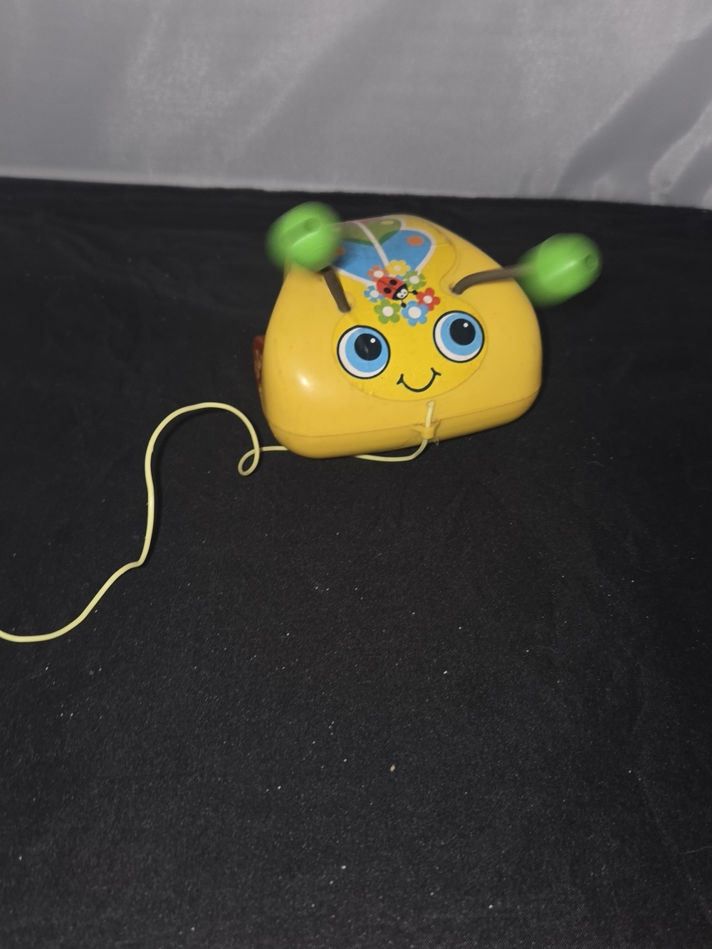 Fisher-Price Yellow Pull-Along Bug Toy with Green Antennae